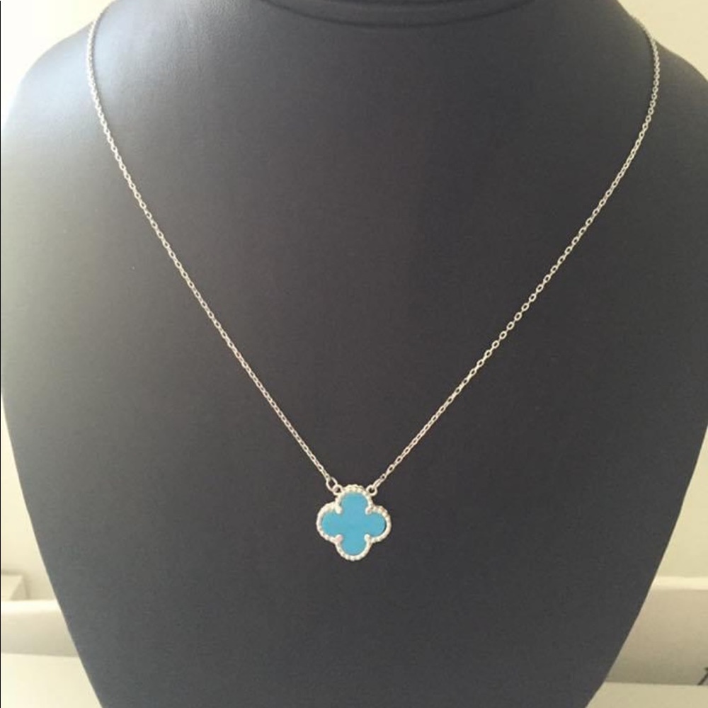 Turquoise white gold plated short necklace - Picture 1 of 1